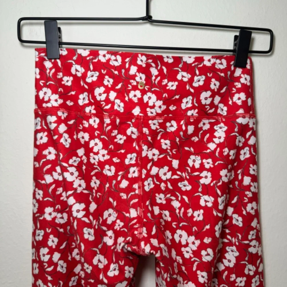 Spiritual Gangster Leggings Girl's Size 14 Red Floral Performance Yoga Active